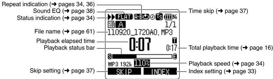 PANASONIC RR-XS410E-W - Screen display during playback: - 1