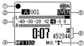 PANASONIC RR-XS410E-W - Screen display during recording: - 1