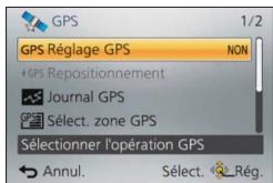 PANASONIC LUMIX DMC-TZ60 - Sélectionnez [Réglage GPS] dans le menu [GPS], puis appuyez sur [MENU/SET] - 1