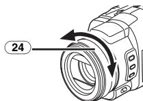 PANASONIC NV-GS24 - Tournez la bague de mise au point manuelle 24 pour regler l'ouverture du diaphragme. - 1