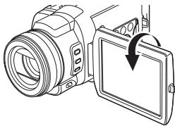 PANASONIC NV-GS24 - Faites pivoter l'écran à cristaux liquides (LCD) vers l'avant (du côté de l'objectif). - 1
