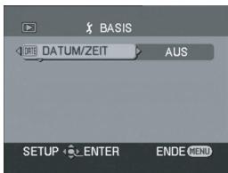 BASIS DATUM/ZEIT AUS SETUP ENTER ENDE MENU