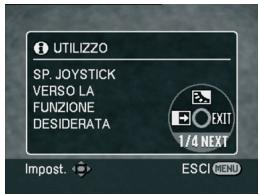 UTILIZZO SP. JOYSTICK VERSO LA FUNZIONE DESIDERATA 1/4 NEXT Impost. ⬆ ESCI MENU
