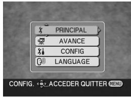 PRINCIPAL AVANCE CONFIG LANGUAGE CONFIG. ← ACCEDER QUTTER MENU