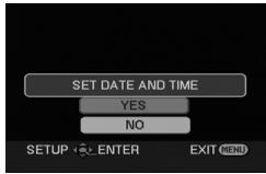 SET DATE AND TIME YES NO SETUP ENTER EXIT MENU