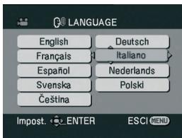 LANGUAGE English Français Español Svenska Čeština Deutsch Italiano Nederlands Polski Impost. ENTER ESCI MENU