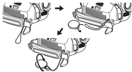 PANASONIC NV-GS60EG - Anbringen des Objektivdeckels - 1