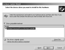 PANASONIC PV-GS400 - Click [Standard Universal PCI to USB Host Controller] and then click [Next]. - 1