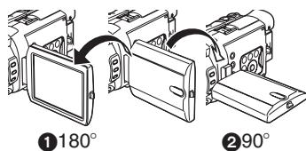 PANASONIC PV-GS400 - Adjust the LCD Monitor angle according to the desired recording angle. - 1