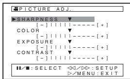 PANASONIC PV-GS400 - Set [TAPE RECORDING MENU] or [CARD RECORDING MENU] >> [ADVANCED] >> [PICTURE ADJ.] >> [YES]. - 2