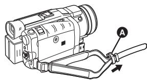 PANASONIC PV-GS400 - Slide A in the direction of the arrow and reattach the Grip Belt. - 1