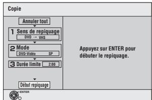 PANASONIC DMR-ES35V - S'assurer que "début repiquage" est sélectionné, puis appuyer sur [ENTER]. - 1