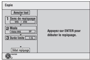 PANASONIC DMR-ES35V - S'assurer que "début repiquage" a été sélectionné, puis appuyer sur [ENTER]. - 1