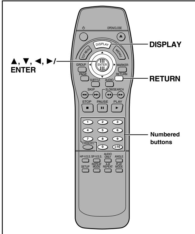 OPENCLOSE DISPLAY GROUP ENTER PAGE SUBTITLE AUDIO SKIP SLOW/SEARCH STOP PAUSE PLAY 1 2 3 4 5 6 7 8 9 0 <10 Numbered buttons HP-V.S.S. SR-V.S.S. AUDIO ONLY ANGLE A-B PLAY MODE SETUP MODE REPEAT MODE
