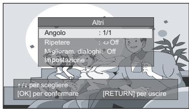 Altri Angolo : 1/1 Ripetere : Off Miglioram. dialoghi: Off Impostazione +/+ per scegliere [OK] per confermare [RETURN] per uscire