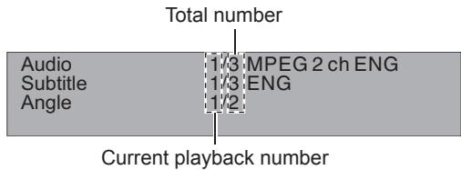 Total number Audio 1/3 MPEG 2 ch ENG Subtitle 1/3 ENG Angle 1/2 Current playback number