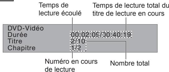 Temps de lecture écoulé Temps de lecture total du titre de lecture en cours DVD-Viséo Durée Titre Chapitre 00:02:09/00:40:19 2/10- 1/2 Numéro en cours de lecture Nombre total