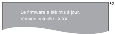Le firmware a été mis à jour. Version actuelle : X.XX *2