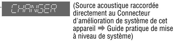 CHANGER (Source acoustique raccordée directement au Connecteur d'amélioration de système de cet appareil → Guide pratique de mise à niveau de système)
