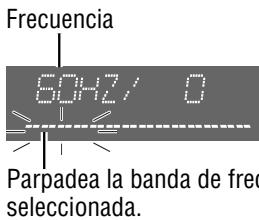 Frecuencia 60Hz/ 0 Parpadea la banda de freco seleccionada.