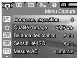 HP PHOTOSMART R707 - Menu de l'appareil photo - 1
