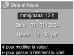 HP PHOTOSMART R707 - Réglage de la date et de l'heure - 1