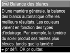HP PHOTOSMART R707 - Aide pour les options de menu - 1