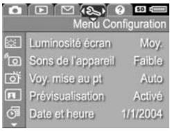 HP PHOTOSMART R707 - Chapitre 6 - Utilisation du Menu Configuration - 1