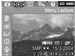 HP PHOTOSMART R707 - Menu de l'appareil photo - 2