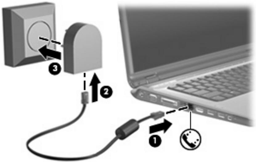 HP G7090EM - Connexion d'un adaptateur de cable modem propre au pays/région - 1