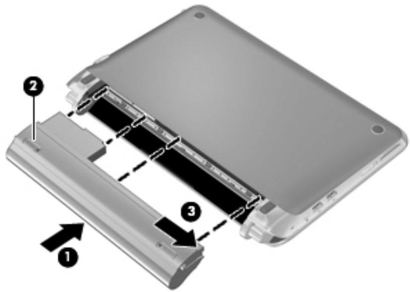 HP MINI 210-2001SA - Insertion de la batterie - 1