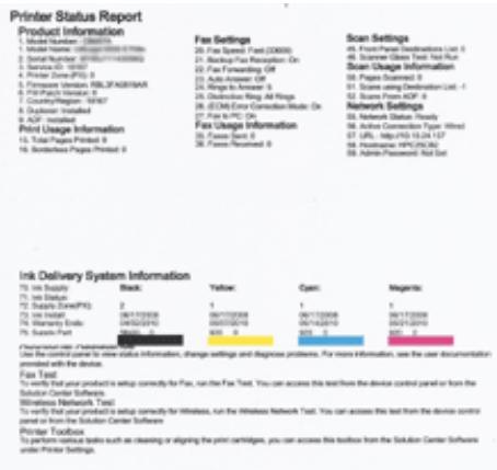 HP OFFICEJET 6500 E709A - Description de la page d'etat de l'imprimante - 1