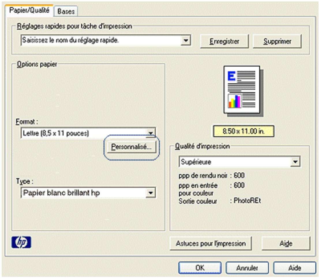 HP DESKJET 3520 - Définition d'un format de papier personnalisé - 1