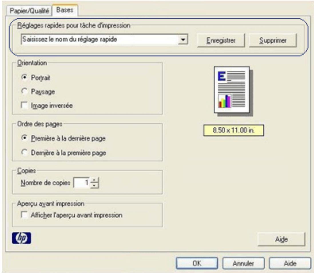 HP DESKJET 3520 - Création d'un réglage rapide pour tâche d'impression - 1