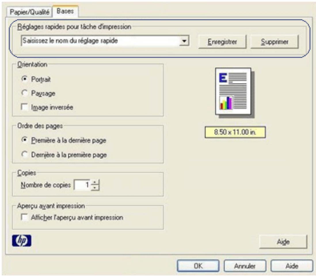HP DESKJET 3520 - Utilisation d'un réglage rapide pour tâche d'impression - 1