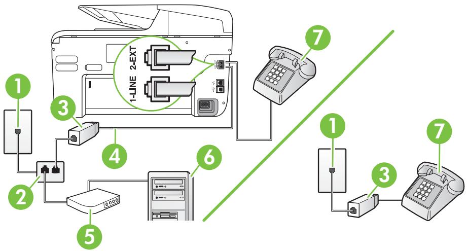 HP OFFICEJET PRO 8600 PLUS - Ligne voix/telécopie partagée avec un modem d'ordinateur DSL/ADSL - 1