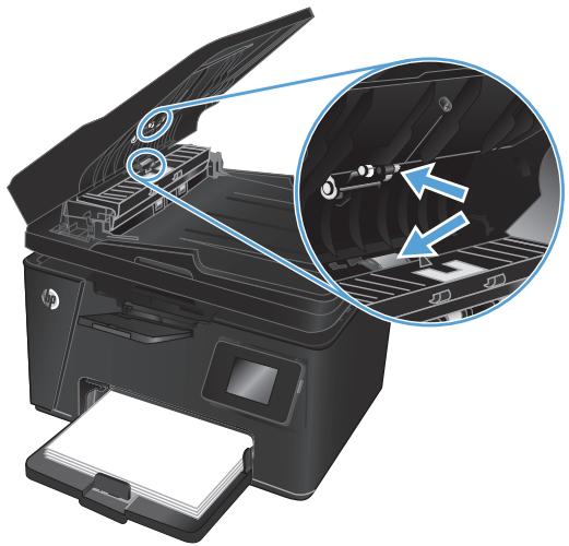 HP LASERJET PRO MFP M127FN (CZ181A), LASERJET PRO MFP M127FW (CZ183A), LASERJET PRO MFP M127FW - Nettoyez les rouleaux et le tampon de séparation du bac d'alimentation. - 2