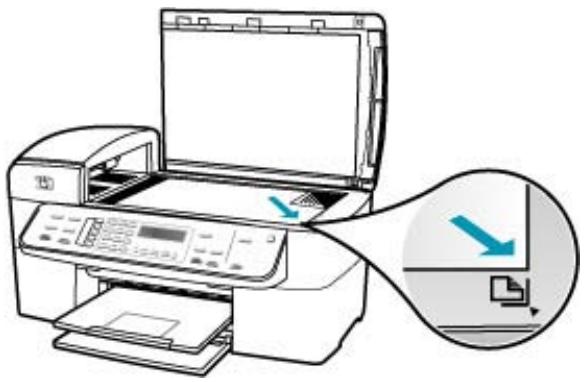 HP OFFICEJET 5740 - So legen Sie ein Original auf das Vorlagenglas: - 1