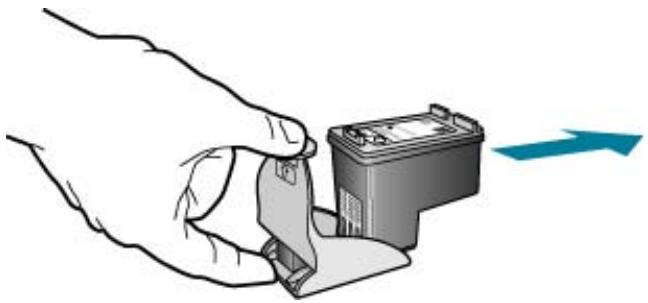 HP OFFICEJET 5740 - So nehmen Sie die Druckpatrone aus dem Druckpatronen-Schutzbehälter heraus: - 1