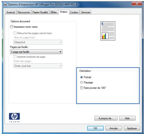 HP OFFICEJET PRO X476DW - Sélection de l'orientation de la page avec windows - 3