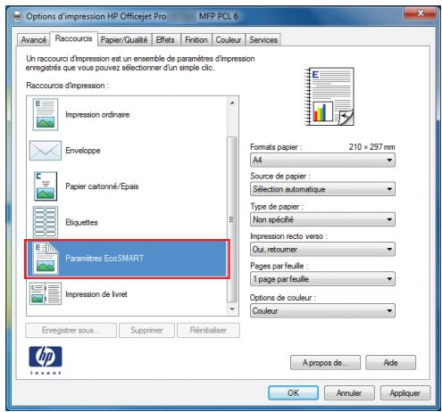 HP OFFICEJET PRO X476DW - Utilisation d'un raccourci d'impression avec windows - 3