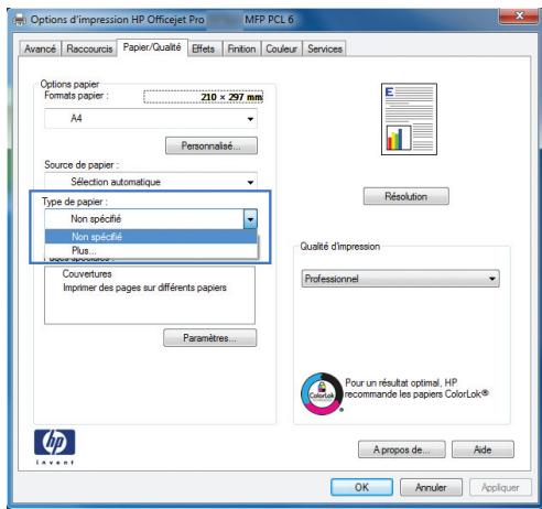 HP OFFICEJET PRO X476DW - Impression sur du papier spécial ou des étiquettes avec windows - 3