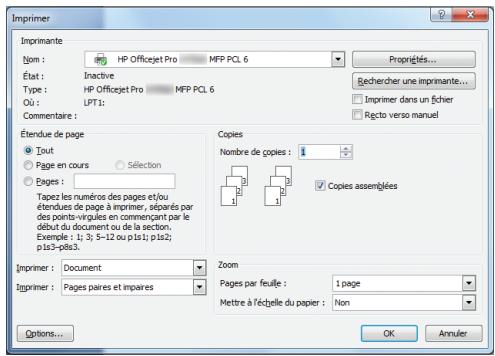 HP OFFICEJET PRO X476DW - Utilisation d'un raccourci d'impression avec windows - 1