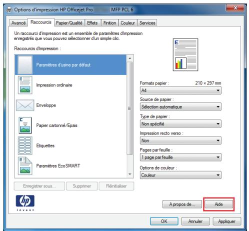 HP OFFICEJET PRO X476DW - Aide sur les options d'impression avec windows - 1