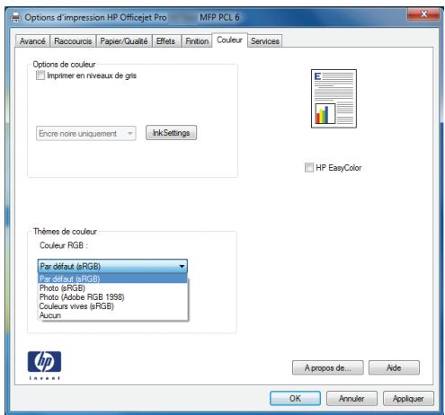 HP OFFICEJET PRO X476DW - Changer le thème de couleur d'une tâche d'impression - 1