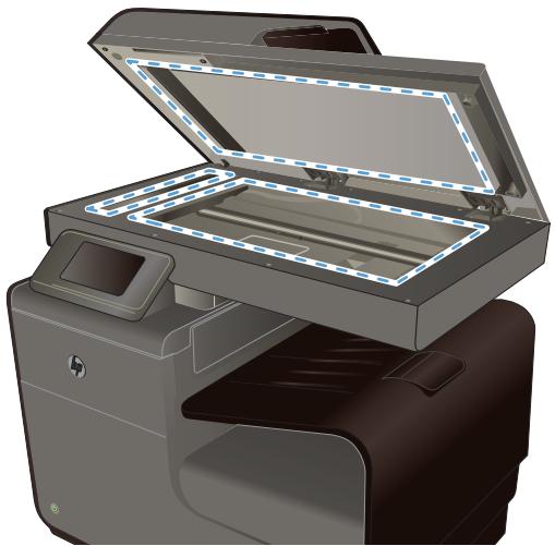 HP OFFICEJET PRO X476DW - Nettoyage de la bande et du plateau de la vitre du scanner - 1