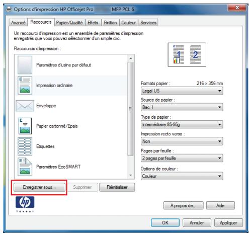 HP OFFICEJET PRO X476DW - Création des raccourcis d'impression - 5