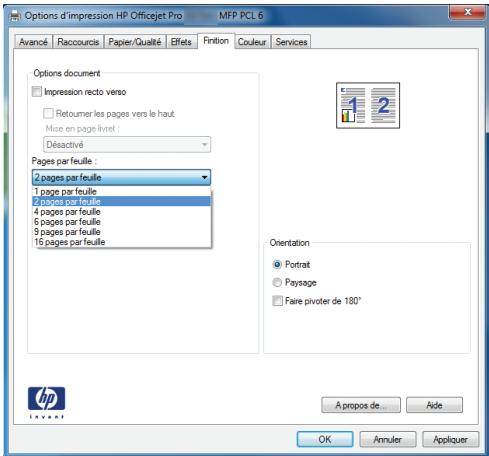 HP OFFICEJET PRO X476DW - Impression de plusieurs pages par feuille avec windows - 3