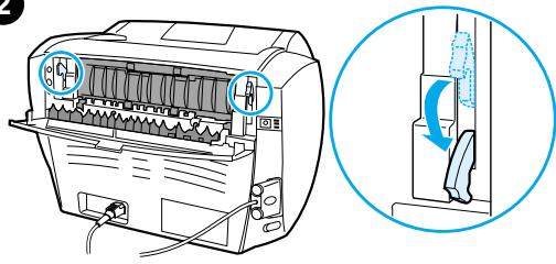 Diagram showing a printer with labeled parts and a magnified view of the device's internal structure, including a blue circular arrow indicating rotation.