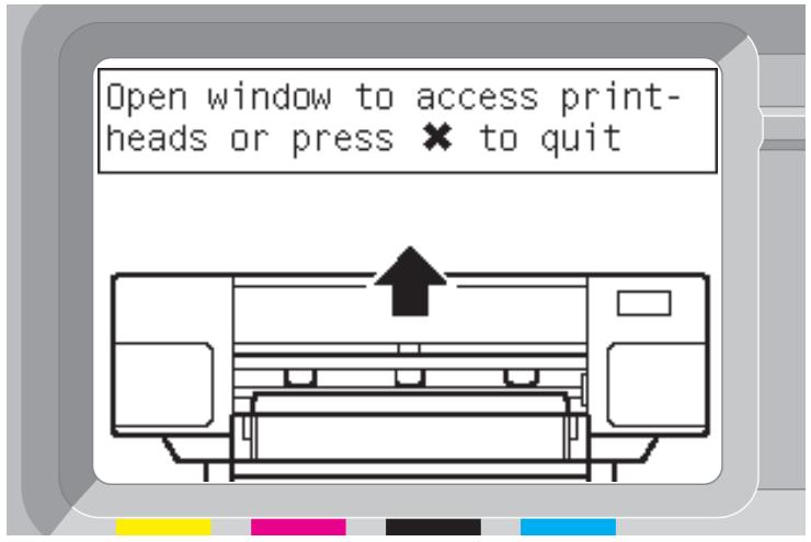 Open window to access print- heads or press ✗ to quit